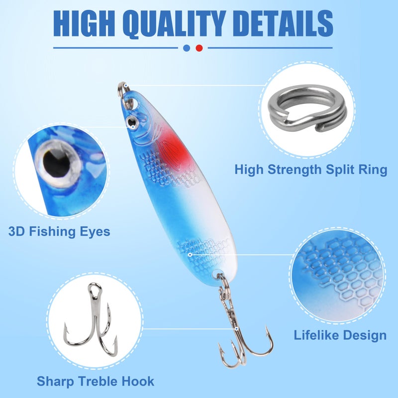 OROOTL Fishing Spoons Lures Kit, 30pcs Metal Spoon Fishing Lures for Freshwater Saltwater Metal Casting Spoons with Treble Hook for Trout Redfish Bass Pike Crappie Flounder Walleye - Image 2